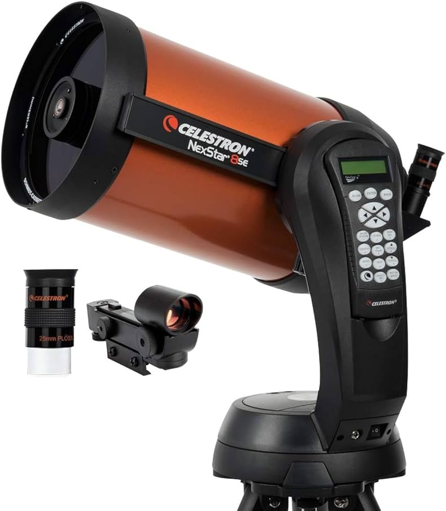 Image of a Celestron NexStar 8SE telescope on a white background