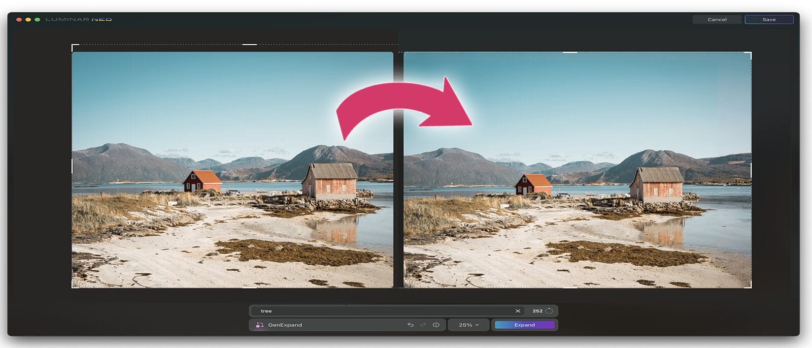 GenExpand comparison feature Luminar Neo