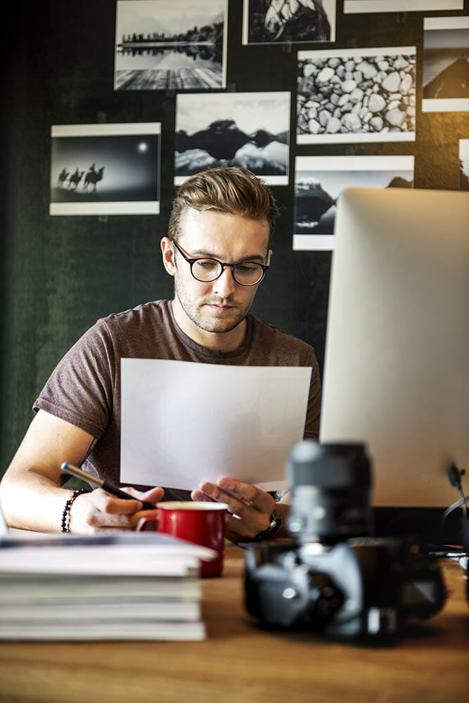 Photographer Journalist Working Studio Agency Concept