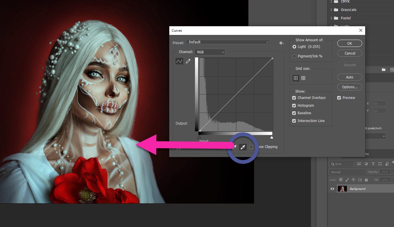 How to use the eyedropper tool in Photoshop to set a new white point