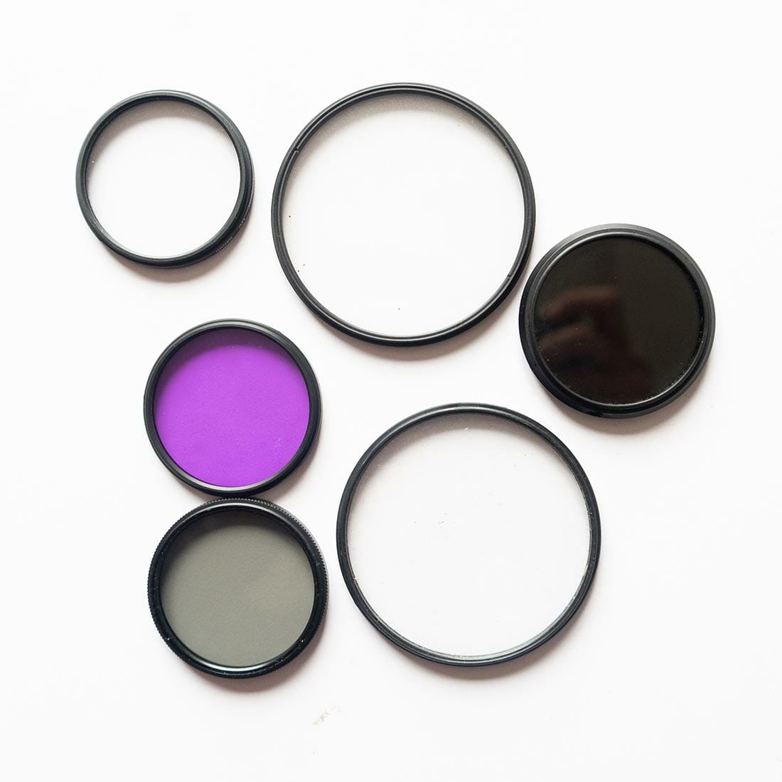 6 lens filter on the white background