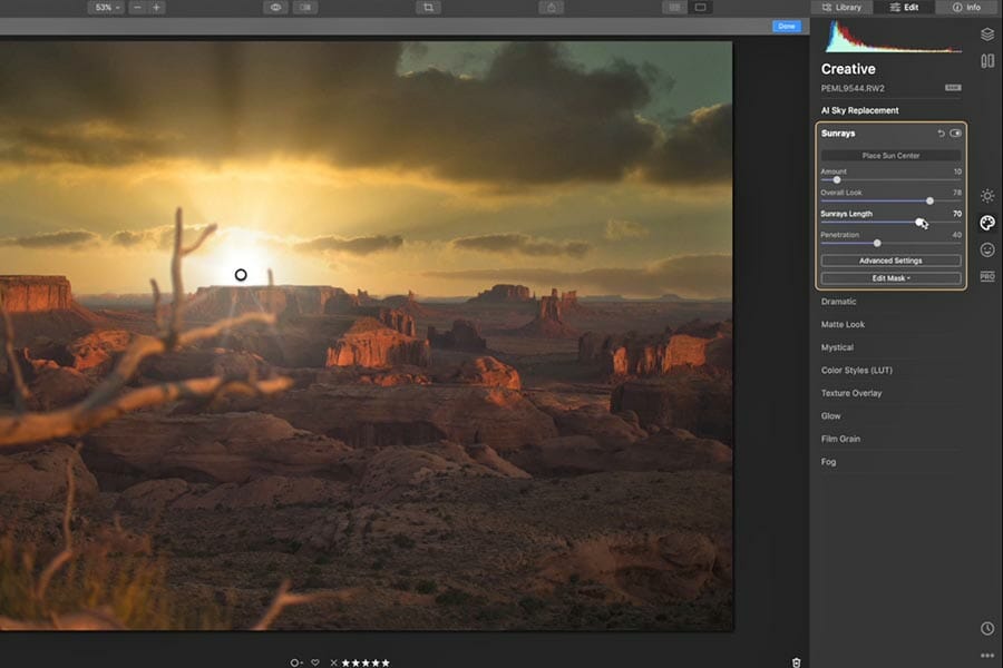 Luminar Photography Editing Course Screen