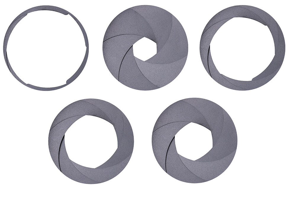 Diagram of aperture sizes from a camera