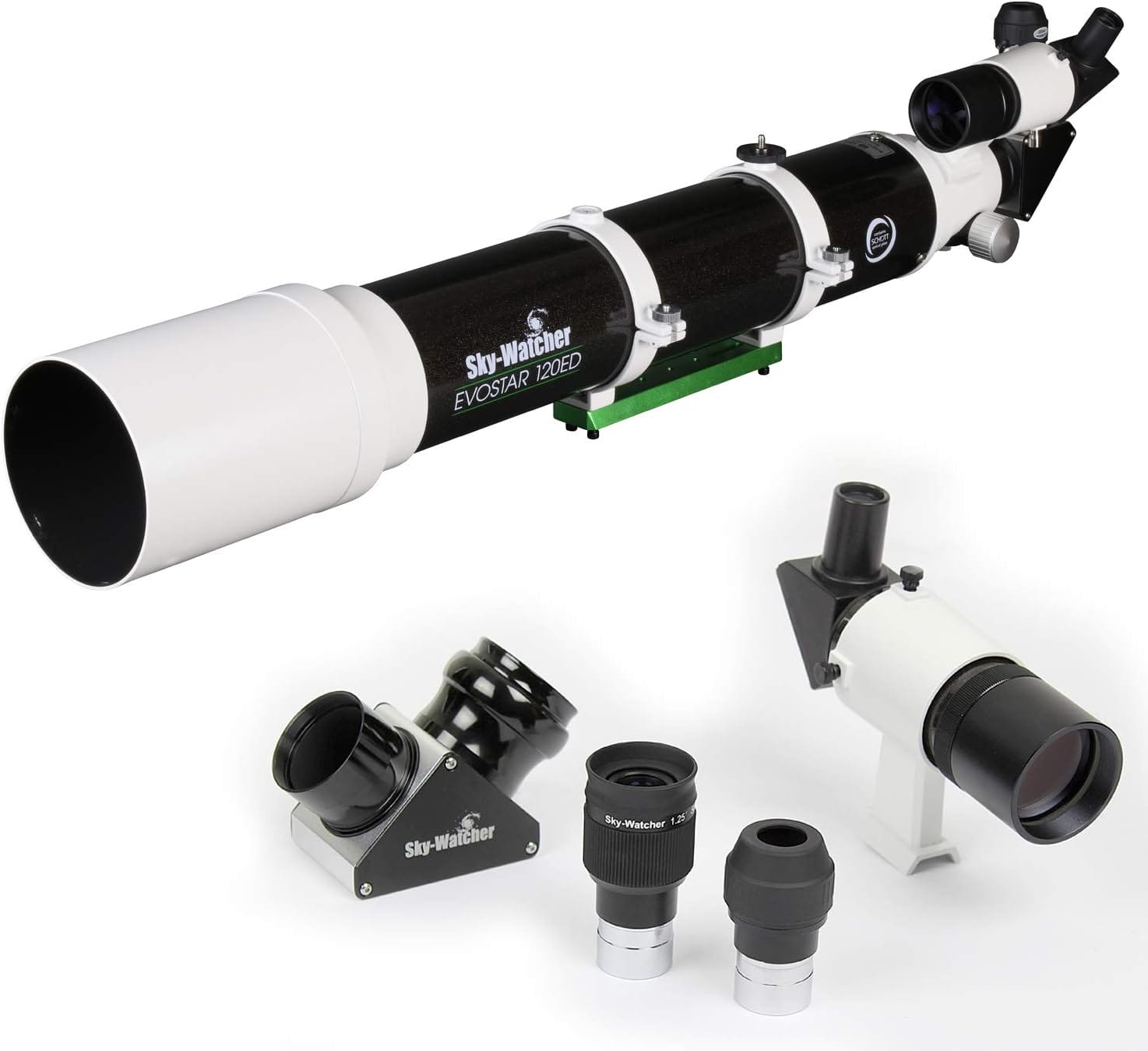 Image of a Sky-Watcher ProED 120mm Doublet APO Refractor telescope on a white background