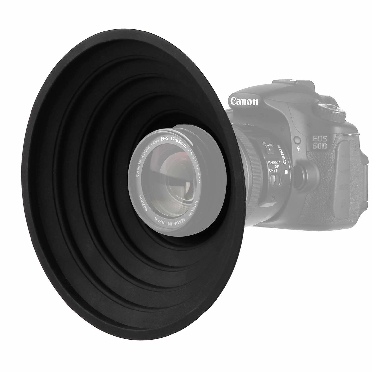 Image: Rubber lens hood collar for reducing reflections when shooting through glass