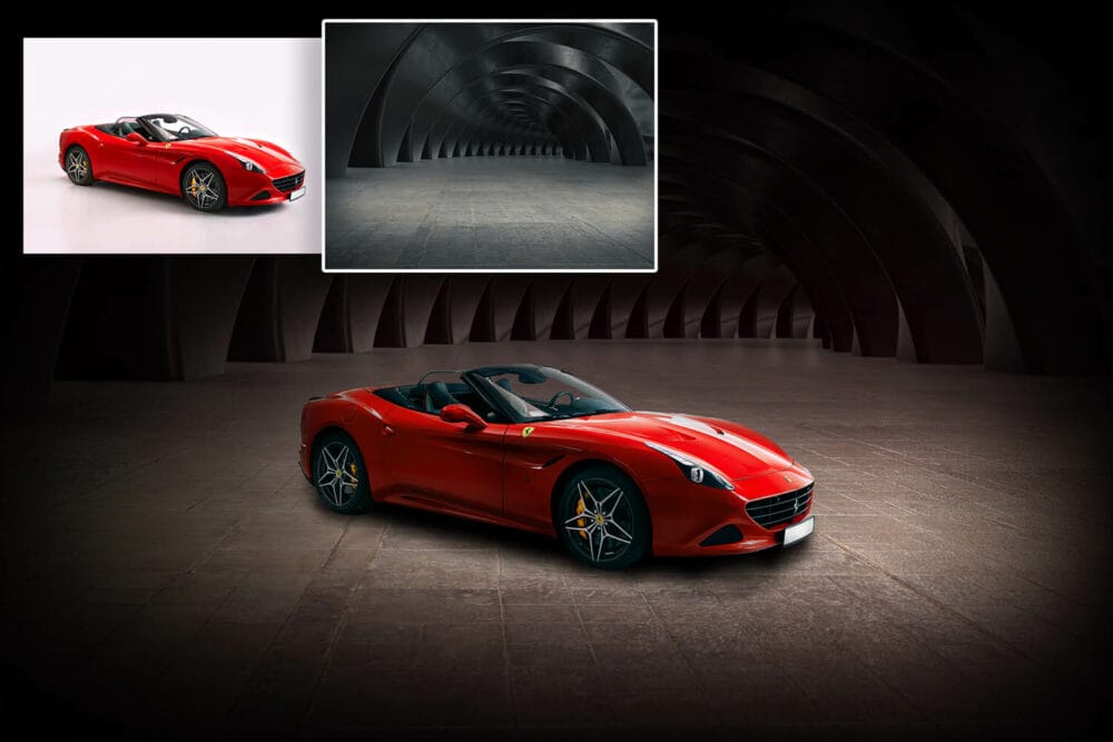 Abstract structure,Product showcase background,Long tunnel.3D rendering