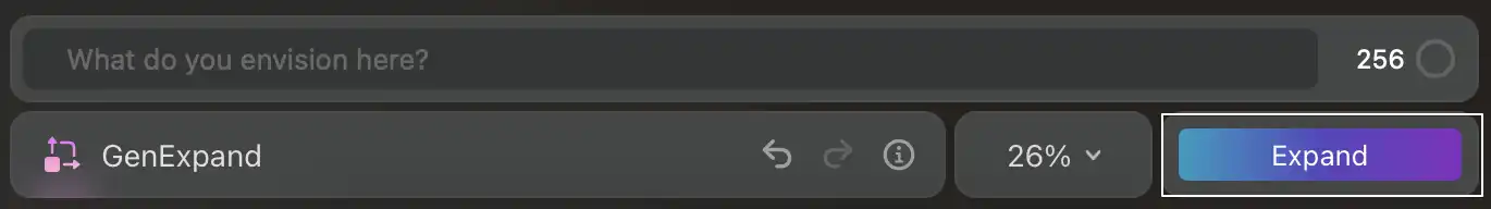 screenshot of Luminar Neo GenExpand prompt bar