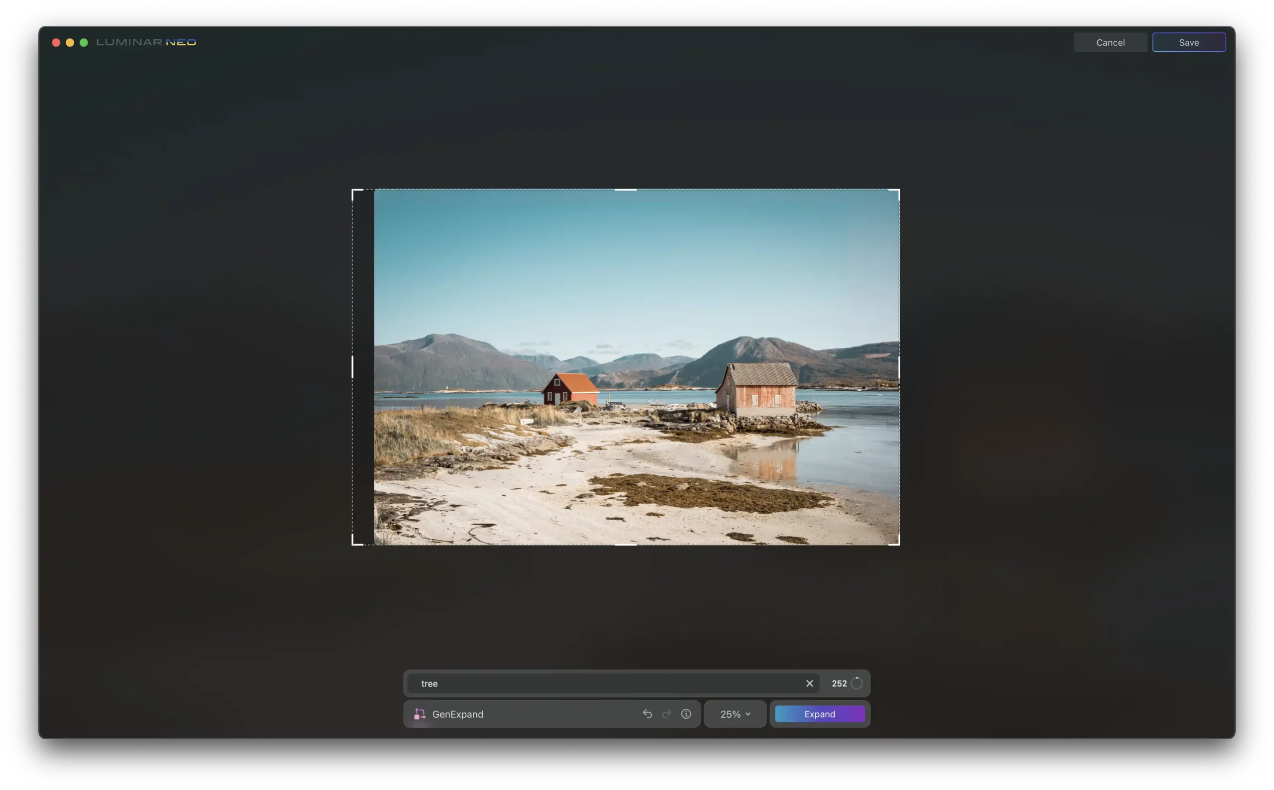 screenshot of Luminar Neo GenExpand