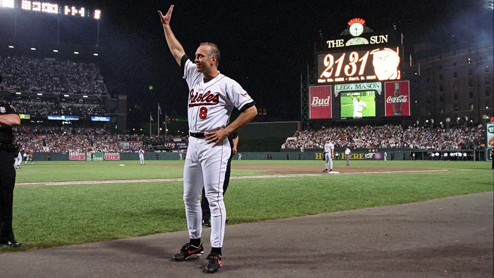 Cal Ripken Junior, a baseball player waving to the crowd