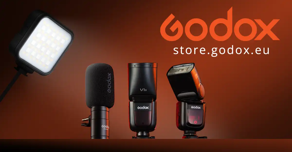 microphone and camera flash in front of an LED light panel for Godox