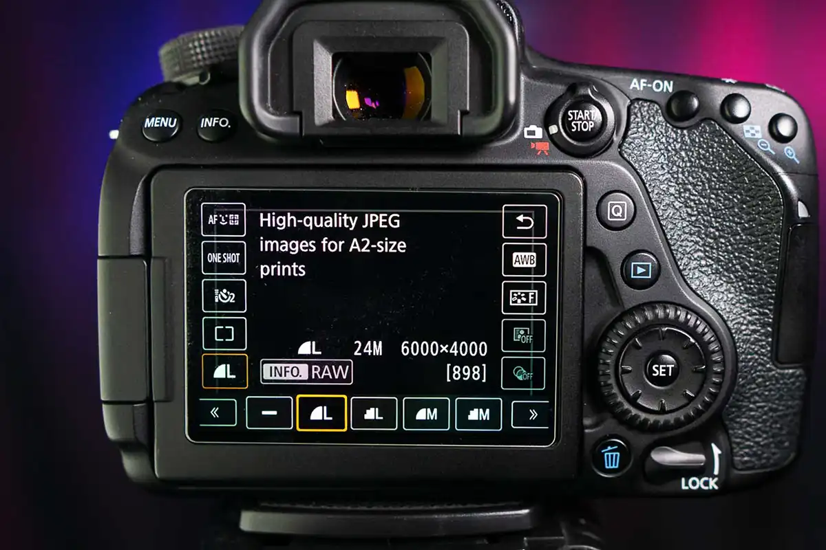 JPEG Only Menu Canon 80D