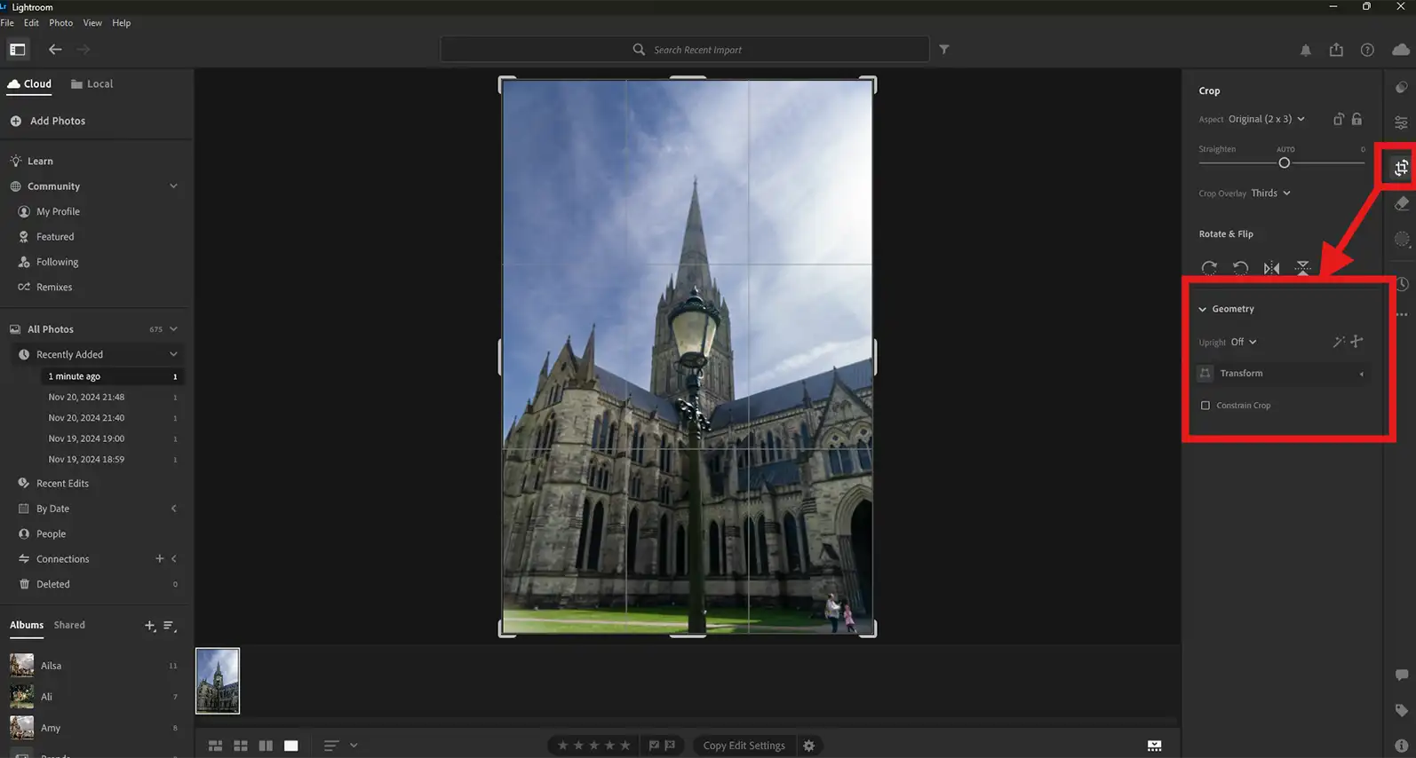 Lightroom CC Geometry Tool
