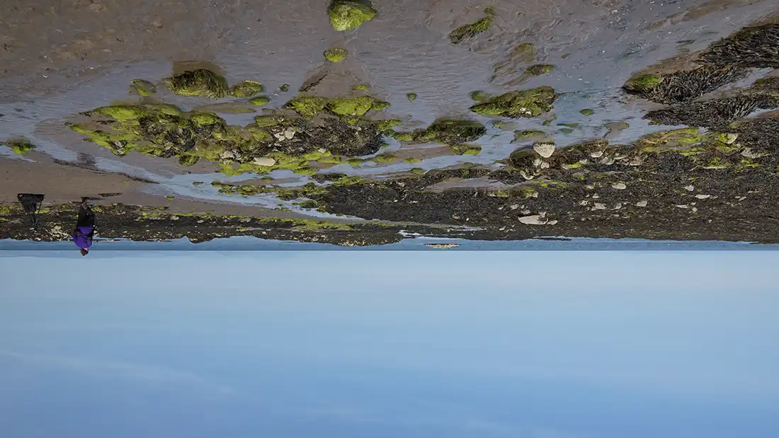 Upside photo of a beach