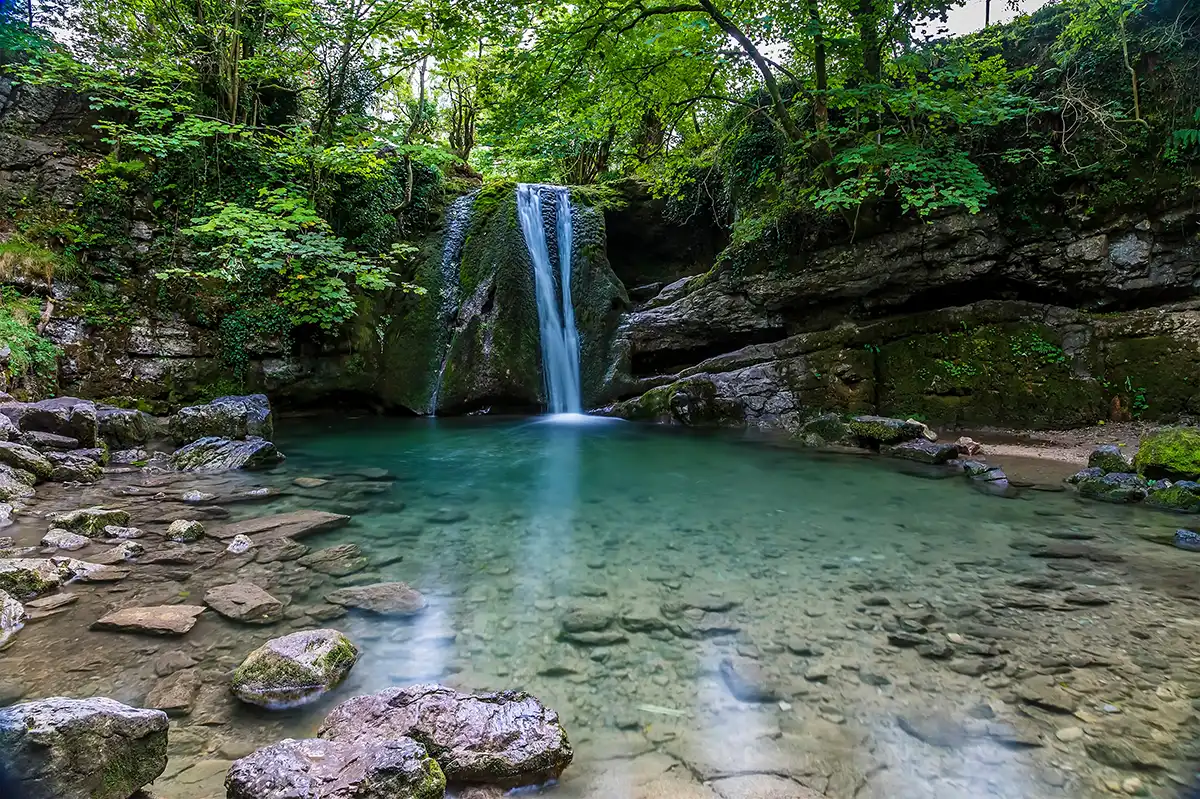 Janets Foss waterfall at Malham in Yorkshire
