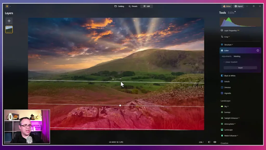 Stephen Walton presenting a Luminar Neo photography editing course