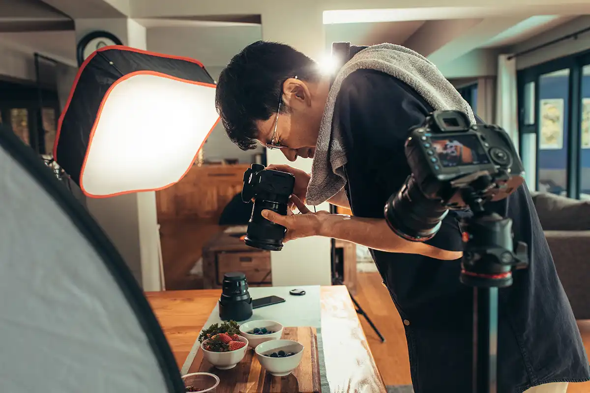 Man taking photos of food