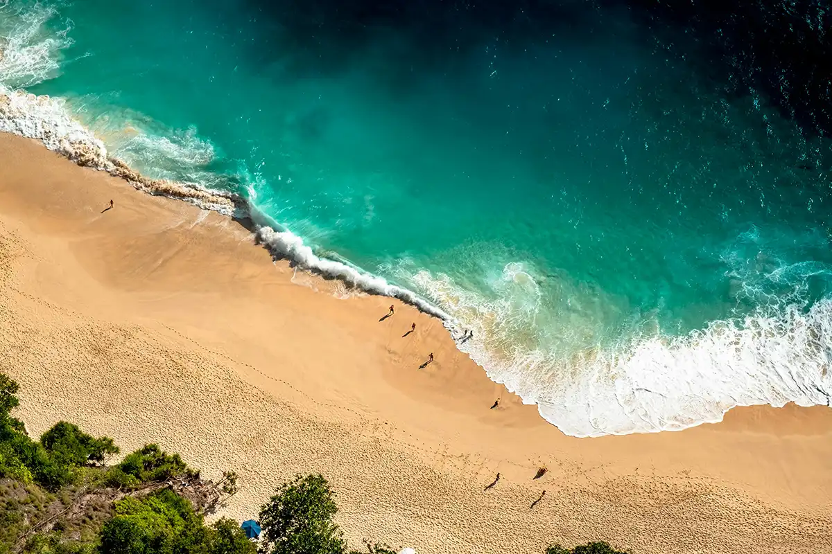 Overhead a tropical beach