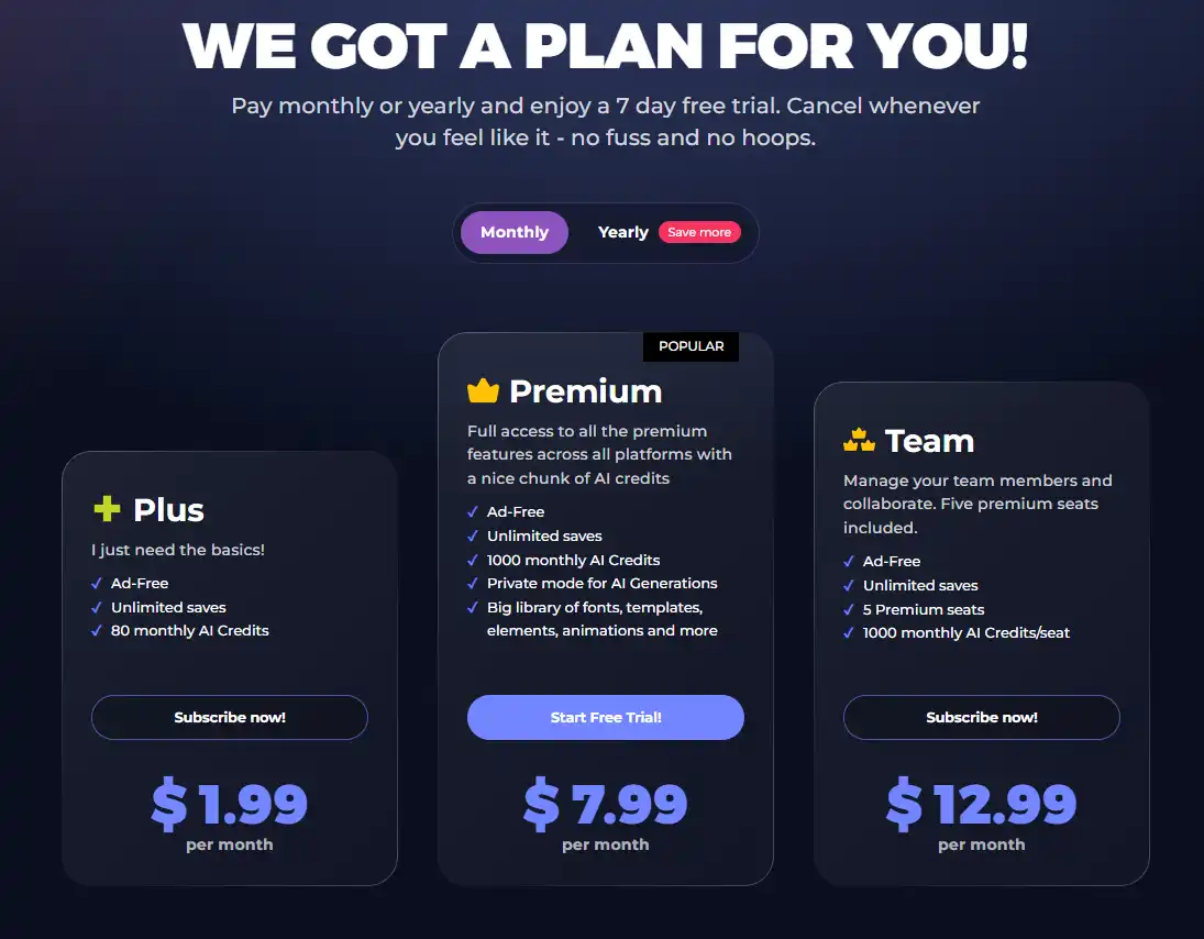 Pixlr Subscription Pricing (as of January 2024)