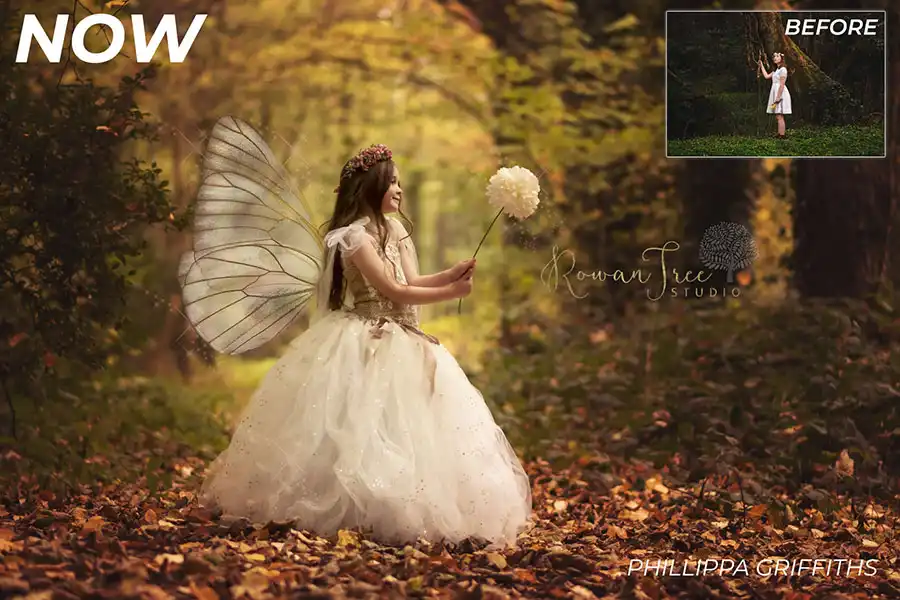 a fantasy portrait of a young girl with fairy wings in a forest holding a giant flower