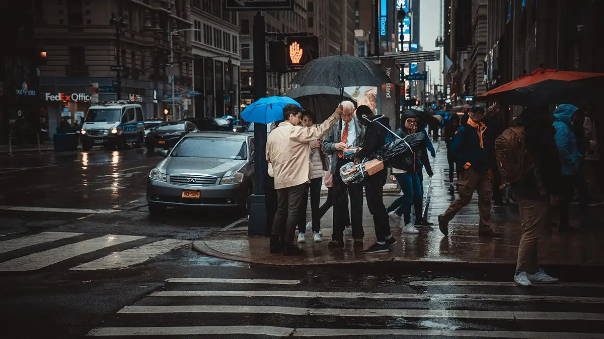 Rain in New York Time Square