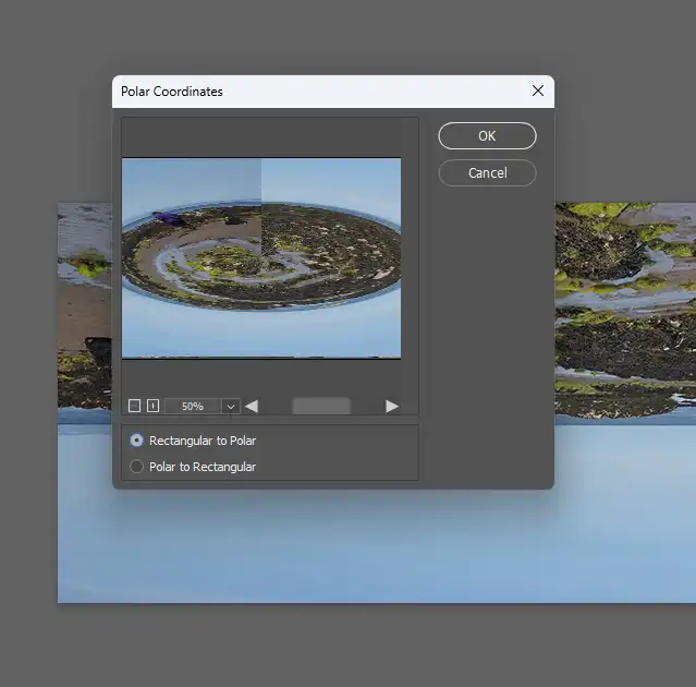 Polar Coordinates function in Adobe Photoshop