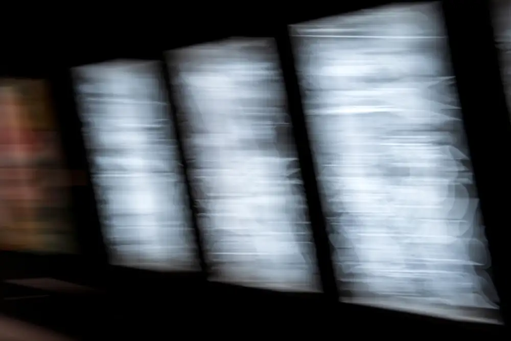 three blurred windows