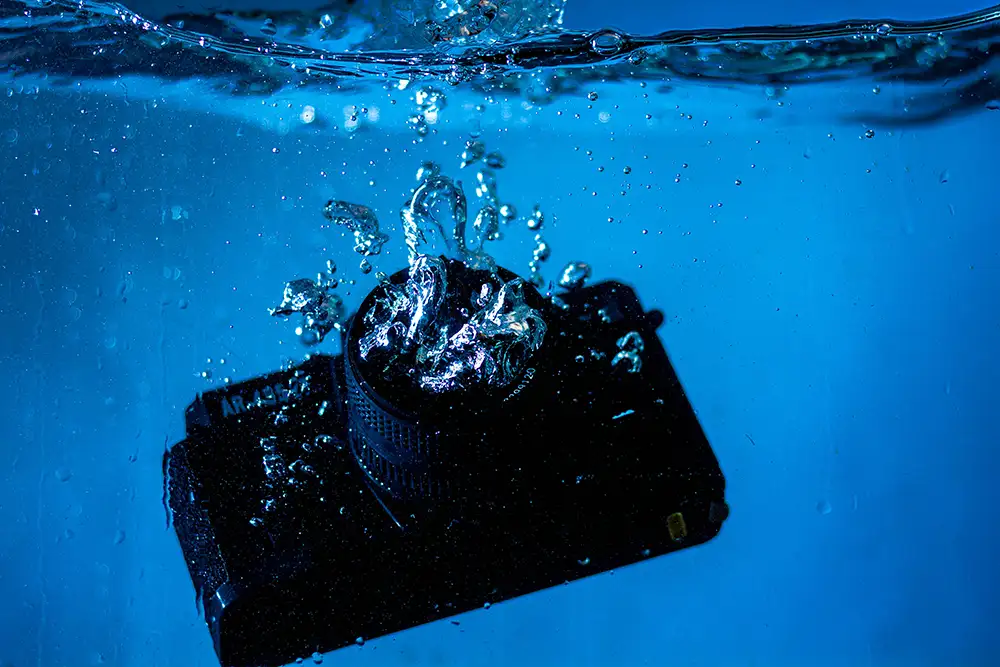a camera dropped underwater